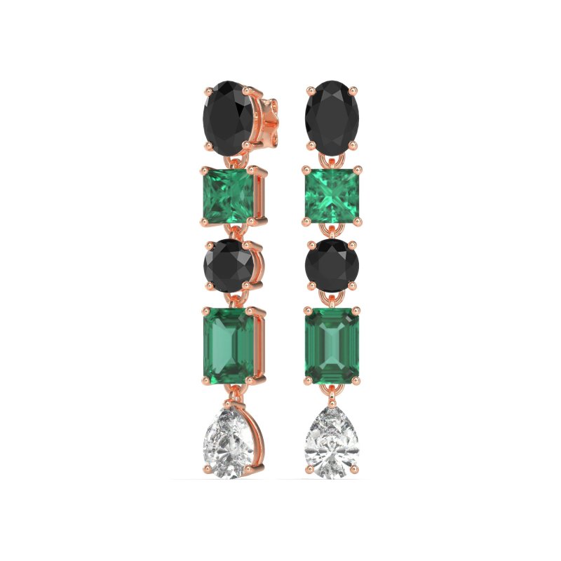 Multi-Shape Dangle 5 Stone Earrings