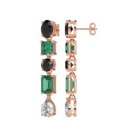 Multi-Shape Dangle 5 Stone Earrings