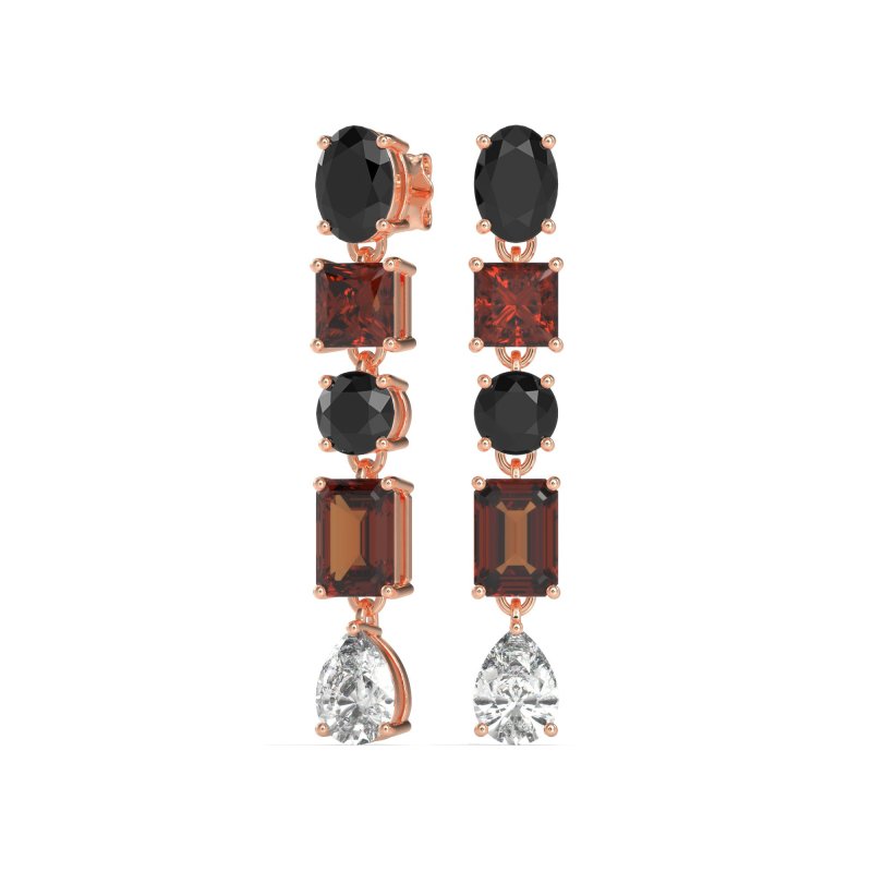 Multi-Shape Dangle 5 Stone Earrings