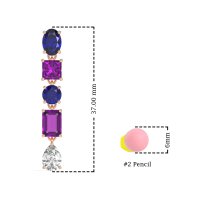 Multi-Shape Dangle 5 Stone Earrings