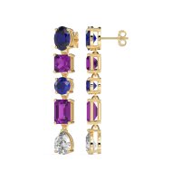 Multi-Shape Dangle 5 Stone Earrings