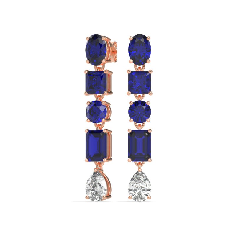 Multi-Shape Dangle 5 Stone Earrings