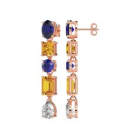 Multi-Shape Dangle 5 Stone Earrings