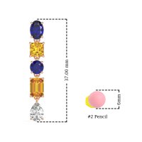 Multi-Shape Dangle 5 Stone Earrings