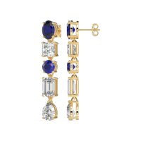 Multi-Shape Dangle 5 Stone Earrings