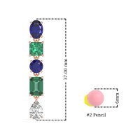 Multi-Shape Dangle 5 Stone Earrings