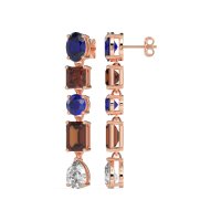 Multi-Shape Dangle 5 Stone Earrings