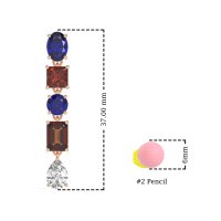 Multi-Shape Dangle 5 Stone Earrings