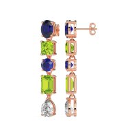 Multi-Shape Dangle 5 Stone Earrings