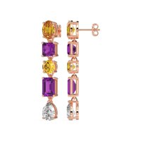 Multi-Shape Dangle 5 Stone Earrings
