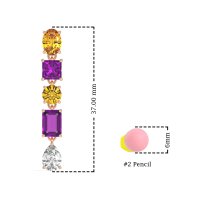 Multi-Shape Dangle 5 Stone Earrings