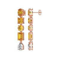 Multi-Shape Dangle 5 Stone Earrings