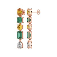 Multi-Shape Dangle 5 Stone Earrings