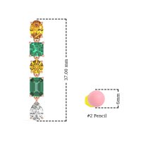 Multi-Shape Dangle 5 Stone Earrings