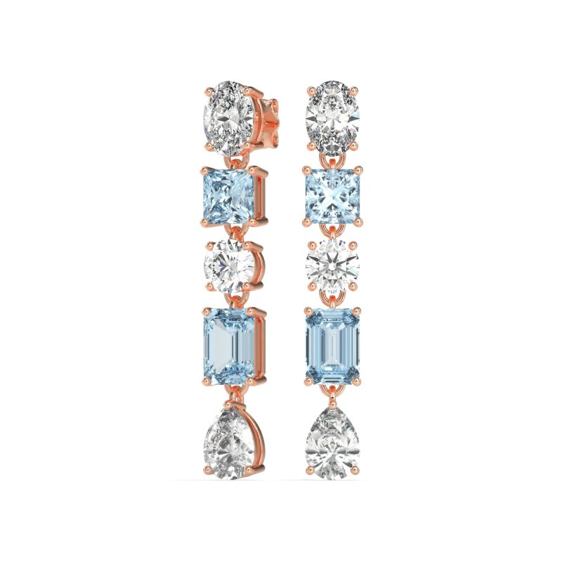 Multi-Shape Dangle 5 Stone Earrings