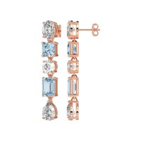 Multi-Shape Dangle 5 Stone Earrings