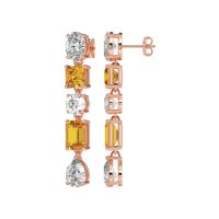 Multi-Shape Dangle 5 Stone Earrings