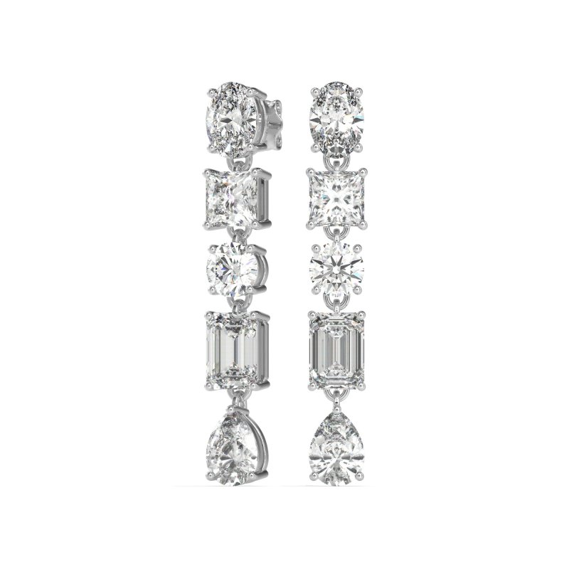 Multi-Shape Dangle 5 Stone Earrings