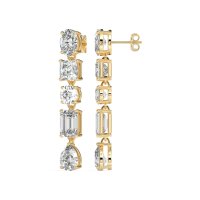 Multi-Shape Dangle 5 Stone Earrings
