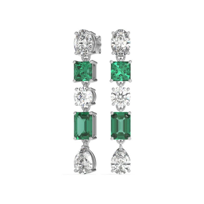 Multi-Shape Dangle 5 Stone Earrings