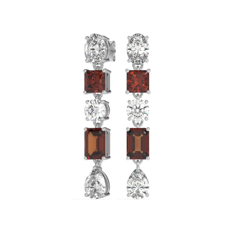 Multi-Shape Dangle 5 Stone Earrings