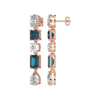 Multi-Shape Dangle 5 Stone Earrings