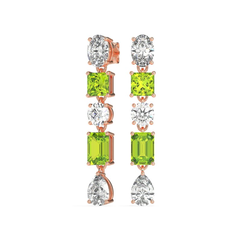 Multi-Shape Dangle 5 Stone Earrings
