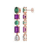 Multi-Shape Dangle 5 Stone Earrings