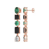 Multi-Shape Dangle 5 Stone Earrings