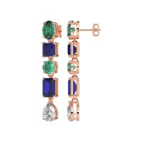 Multi-Shape Dangle 5 Stone Earrings