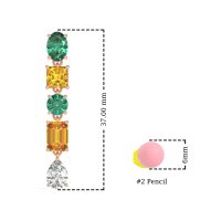 Multi-Shape Dangle 5 Stone Earrings