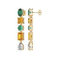 Multi-Shape Dangle 5 Stone Earrings