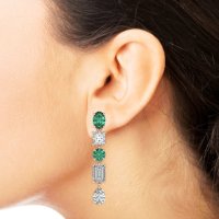 Multi-Shape Dangle 5 Stone Earrings