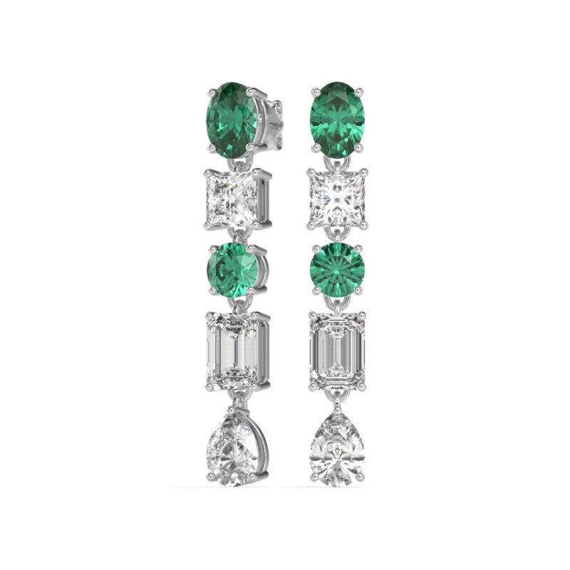 Multi-Shape Dangle 5 Stone Earrings