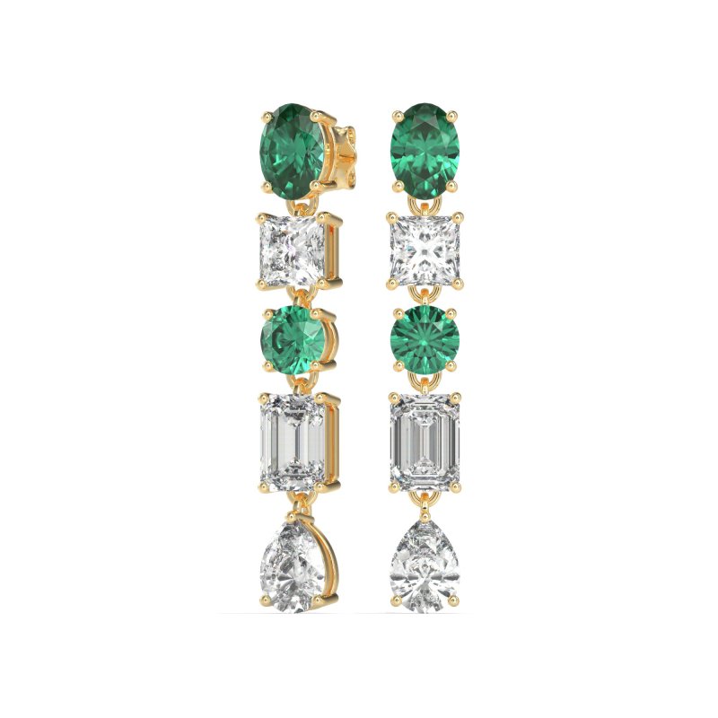 Multi-Shape Dangle 5 Stone Earrings