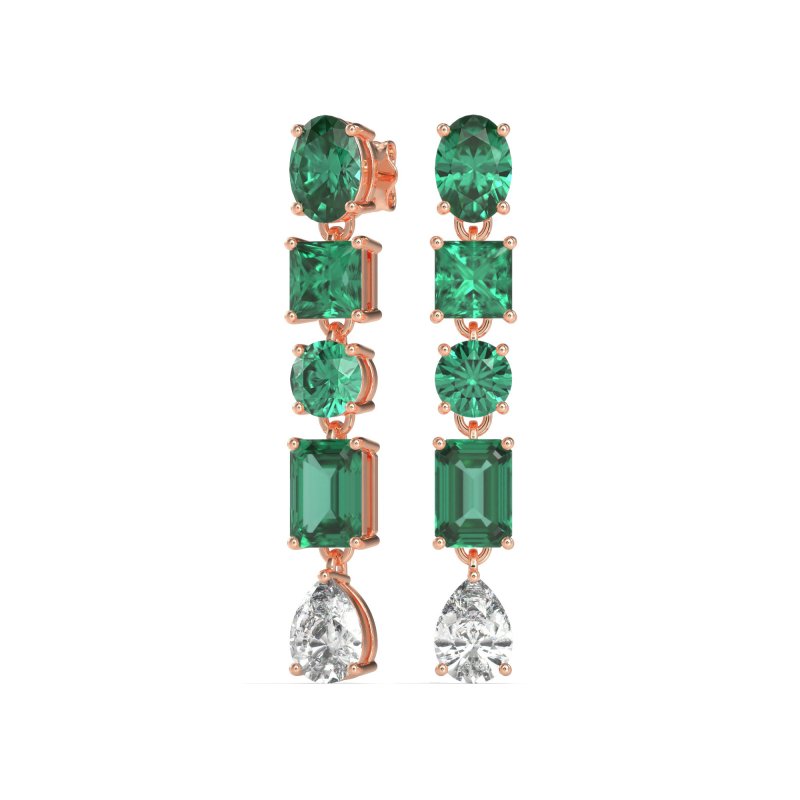 Multi-Shape Dangle 5 Stone Earrings