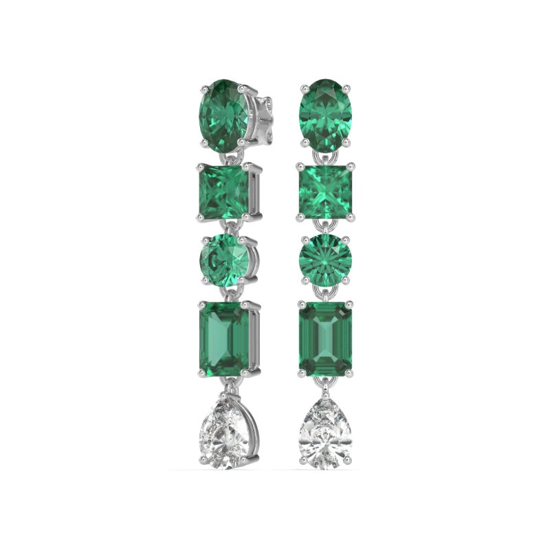 Multi-Shape Dangle 5 Stone Earrings