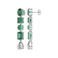 Multi-Shape Dangle 5 Stone Earrings