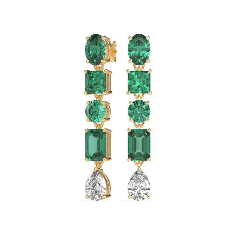 Multi-Shape Dangle 5 Stone Earrings
