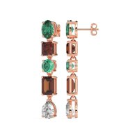 Multi-Shape Dangle 5 Stone Earrings