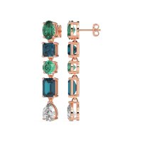Multi-Shape Dangle 5 Stone Earrings