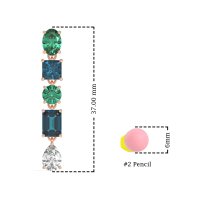 Multi-Shape Dangle 5 Stone Earrings