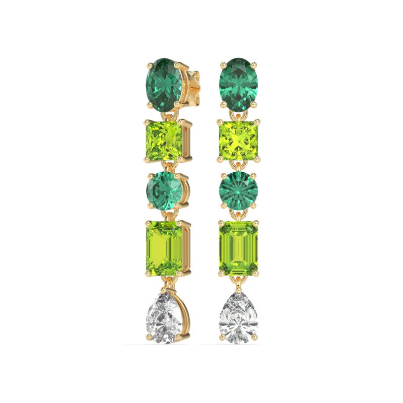 Multi-Shape Dangle 5 Stone Earrings