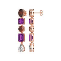 Multi-Shape Dangle 5 Stone Earrings
