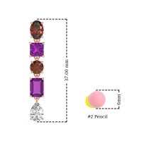 Multi-Shape Dangle 5 Stone Earrings