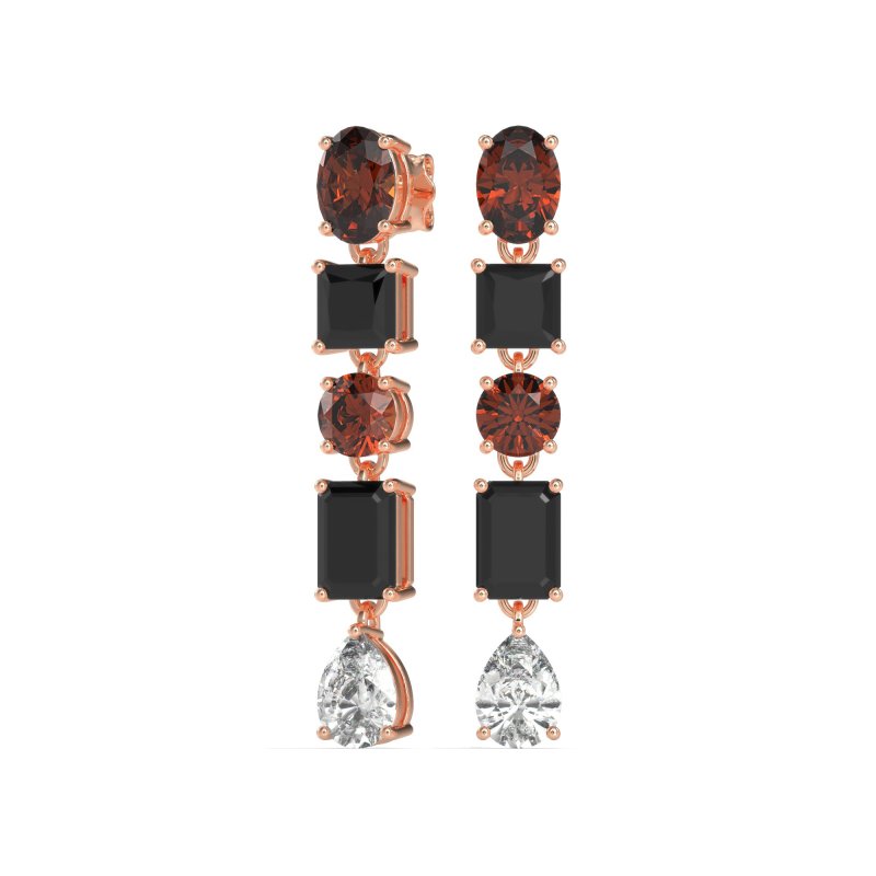 Multi-Shape Dangle 5 Stone Earrings