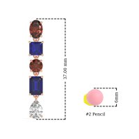 Multi-Shape Dangle 5 Stone Earrings