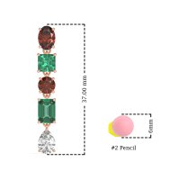 Multi-Shape Dangle 5 Stone Earrings