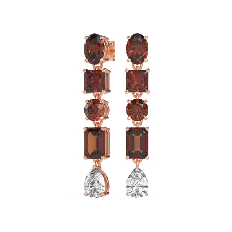 Multi-Shape Dangle 5 Stone Earrings