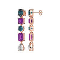 Multi-Shape Dangle 5 Stone Earrings